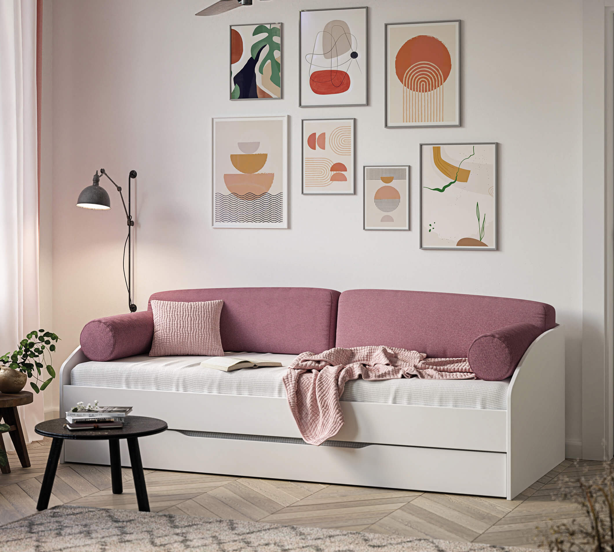 Daybed Minder Shtrati Rozë/Pink