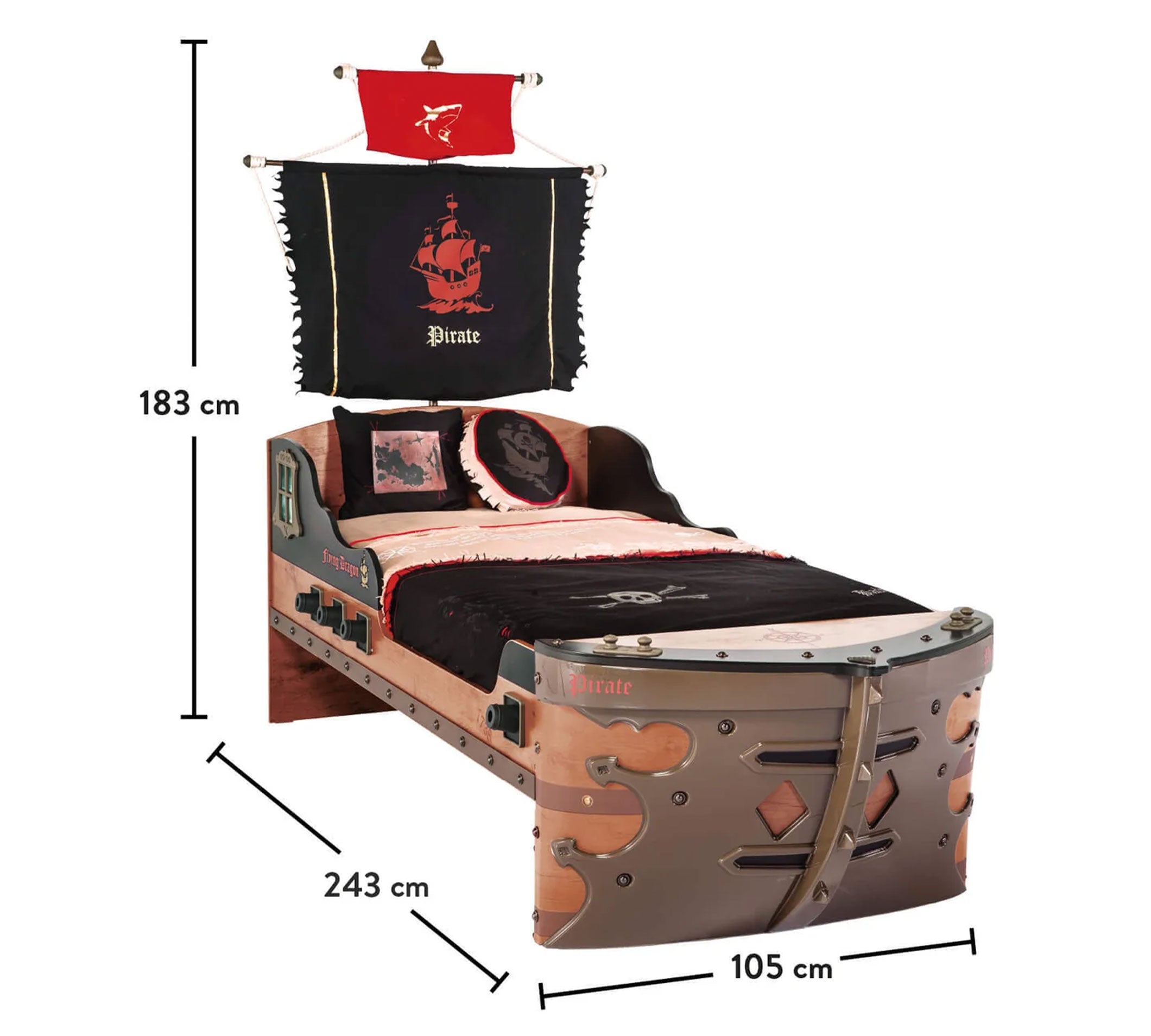 PIRATE Shtrat në formë Anije (90x190 cm)