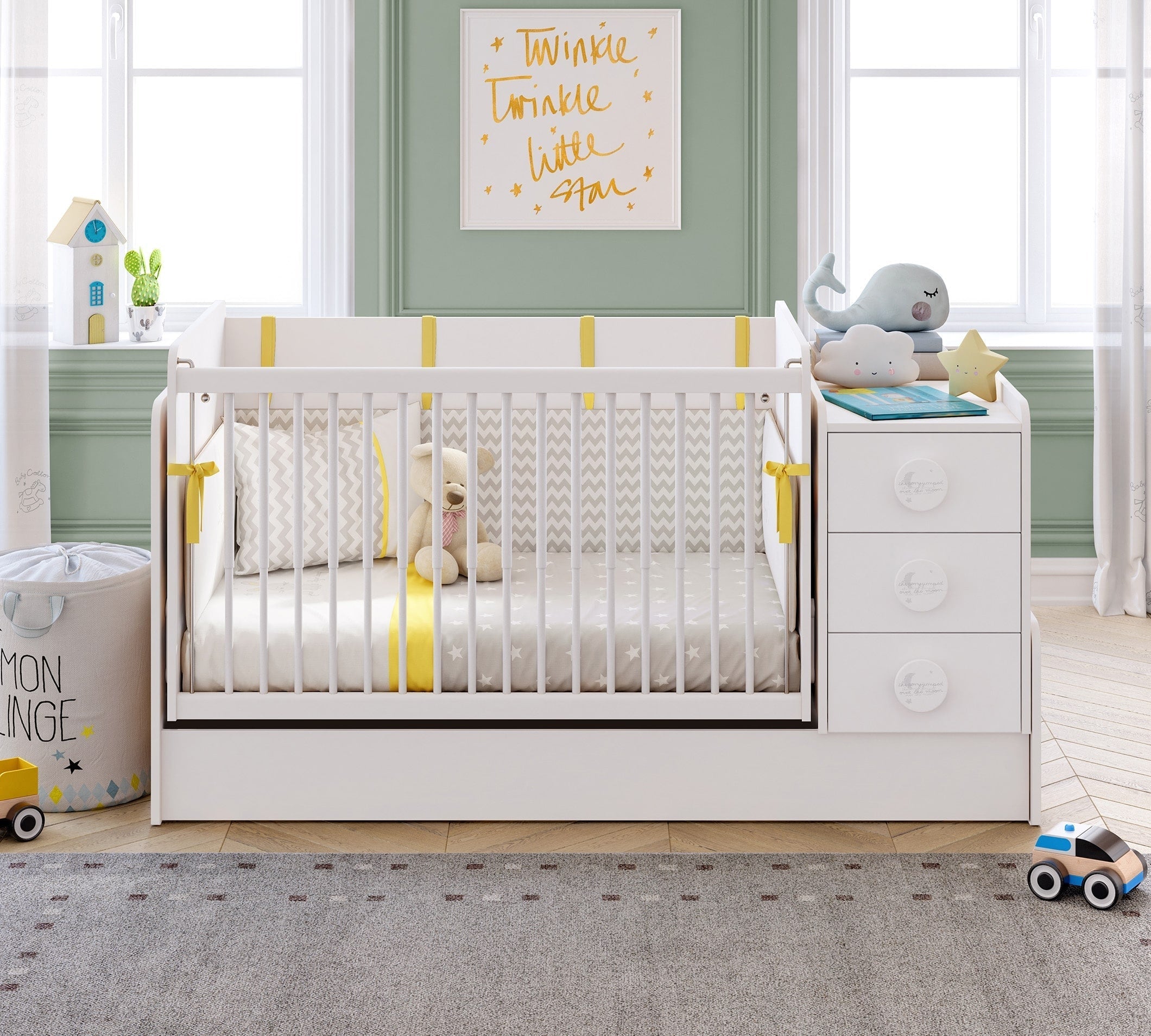 Baby Cotton Shtrat Fëmijësh Që Rritet dhe lëkundet (70x115-70x160 cm)