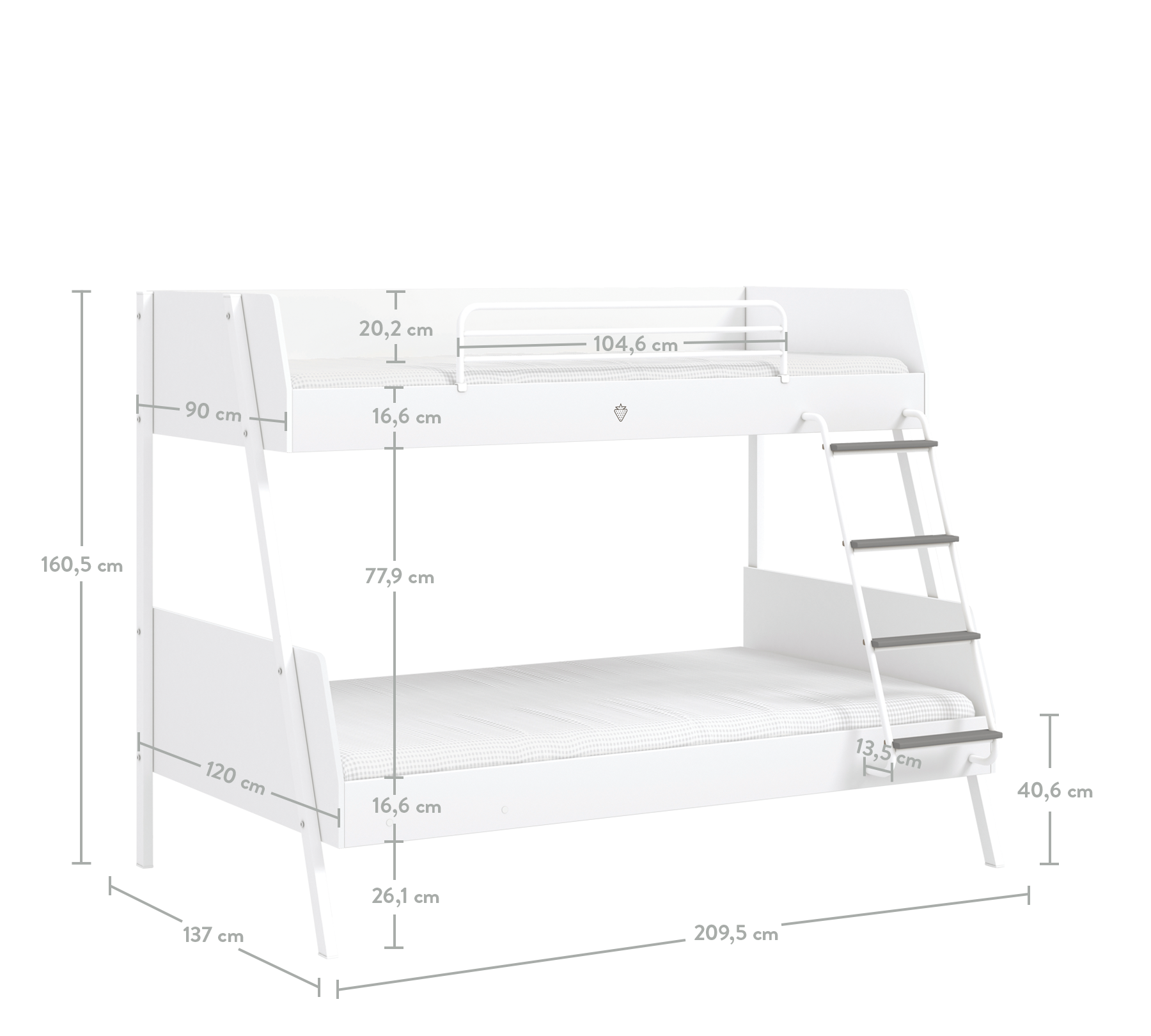 White Shtrat marinari i gjerë (dy katsh)(90x200-120x200cm)