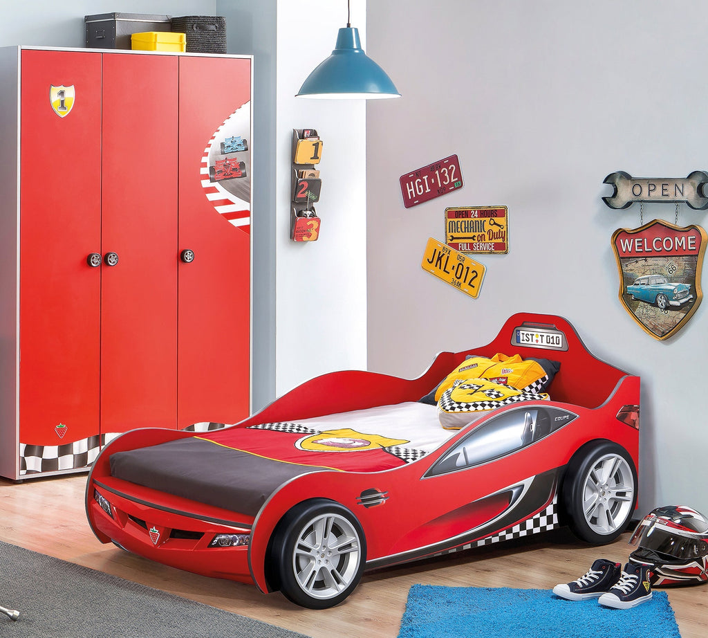 Racecup Shtrat në formë Veture I Kuq  (90x190 cm)