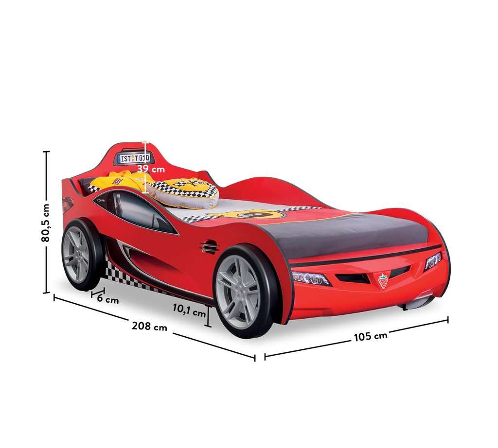 Racecup Shtrat në formë Veture I Kuq  (90x190 cm)