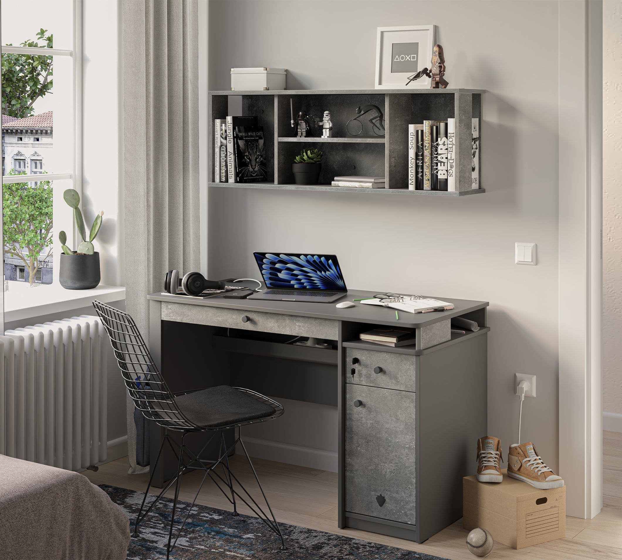 Space Gray Tavolinë pune e gjerë pjesa poshtë