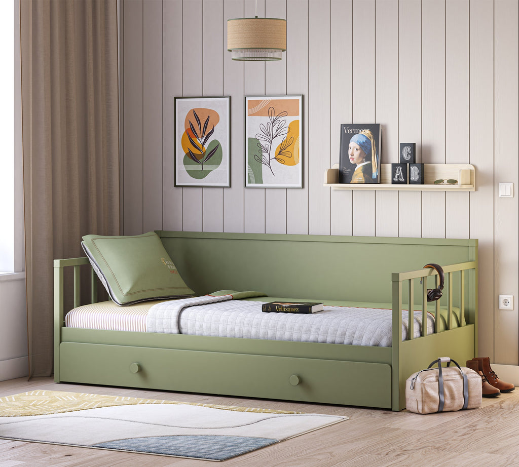 Daybed Loof Shtrat i Gjelbërt me fijoke(+Nënshtrata) (100x200 cm)