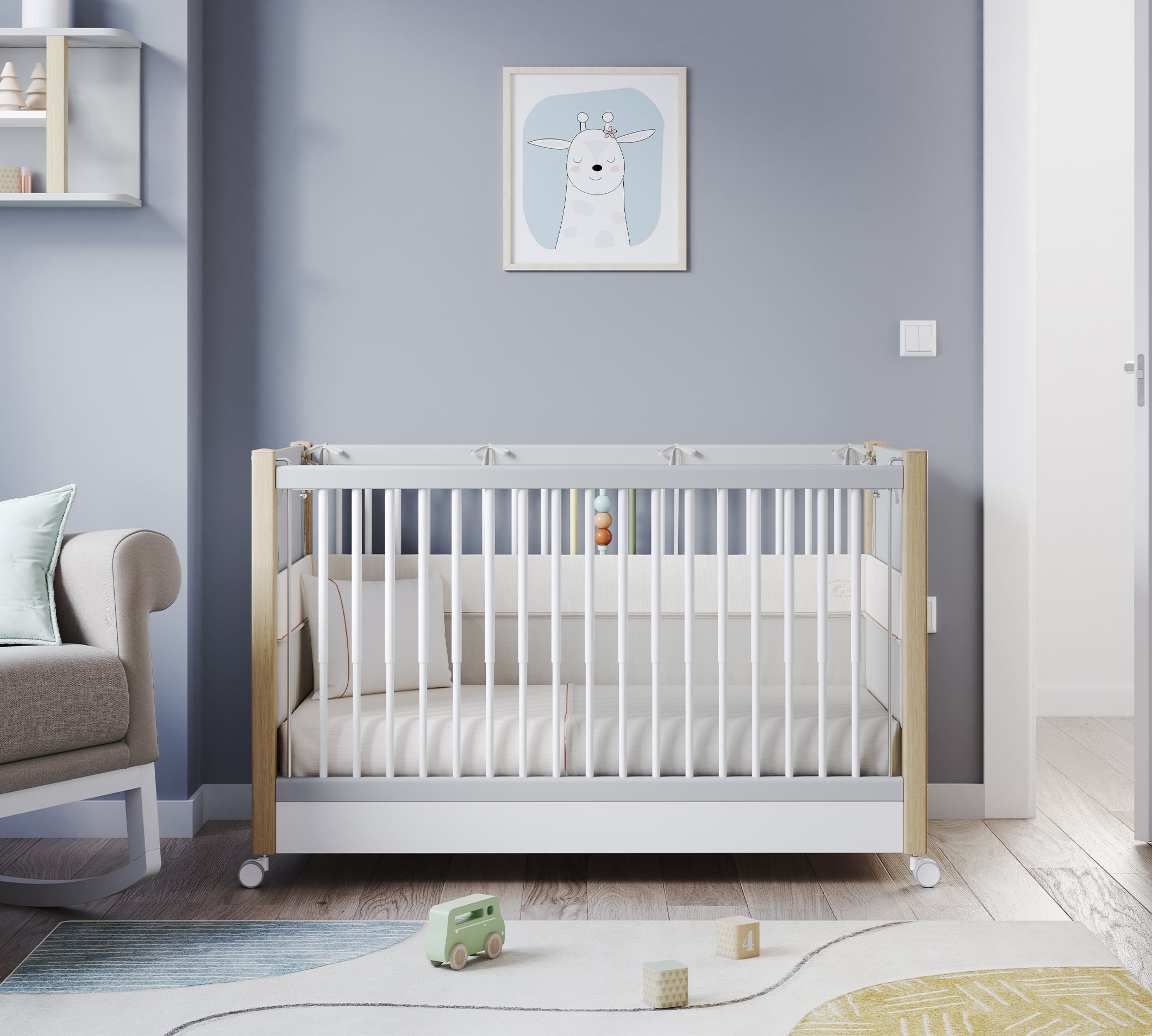 Baby Mino Tekerlekli Shtrati i bebit (Anne Yanı Olabilen) (60x120 cm)