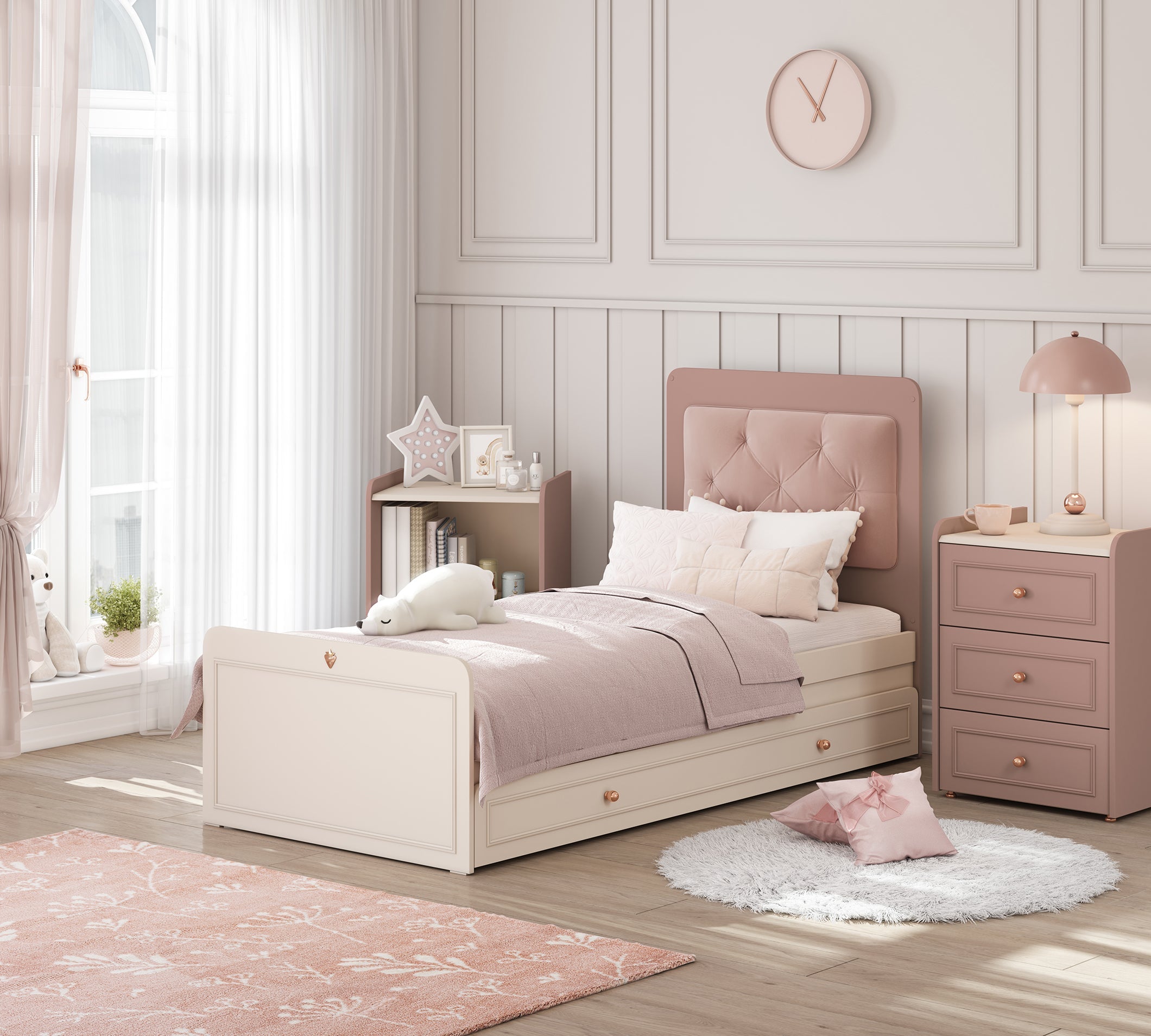 Baby Elegance Shtrat i bebave qe shendrrohet me nenshtrat per prindin (80x180 cm)