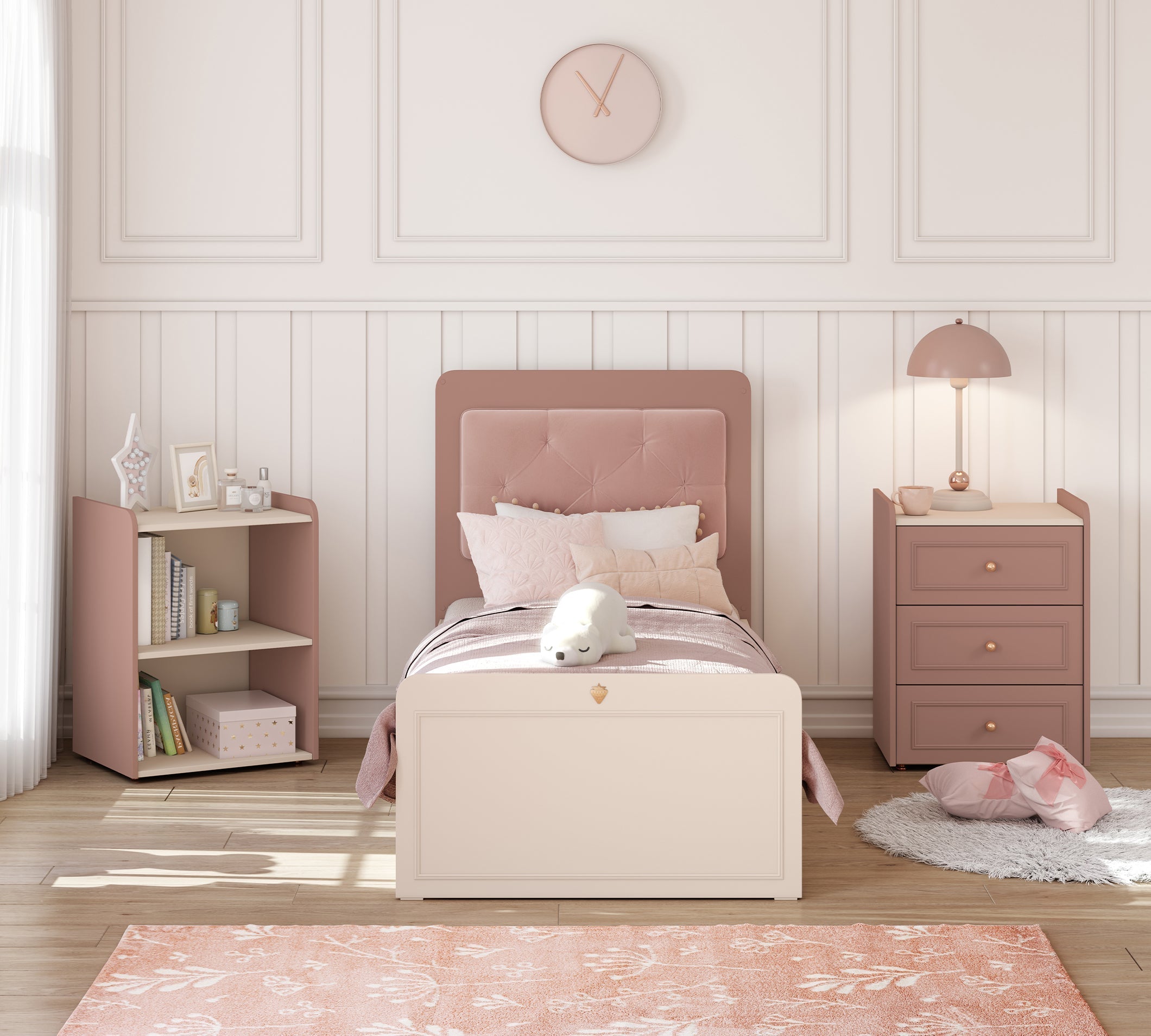 Baby Elegance Shtrat i bebave qe shendrrohet me nenshtrat per prindin (80x180 cm)