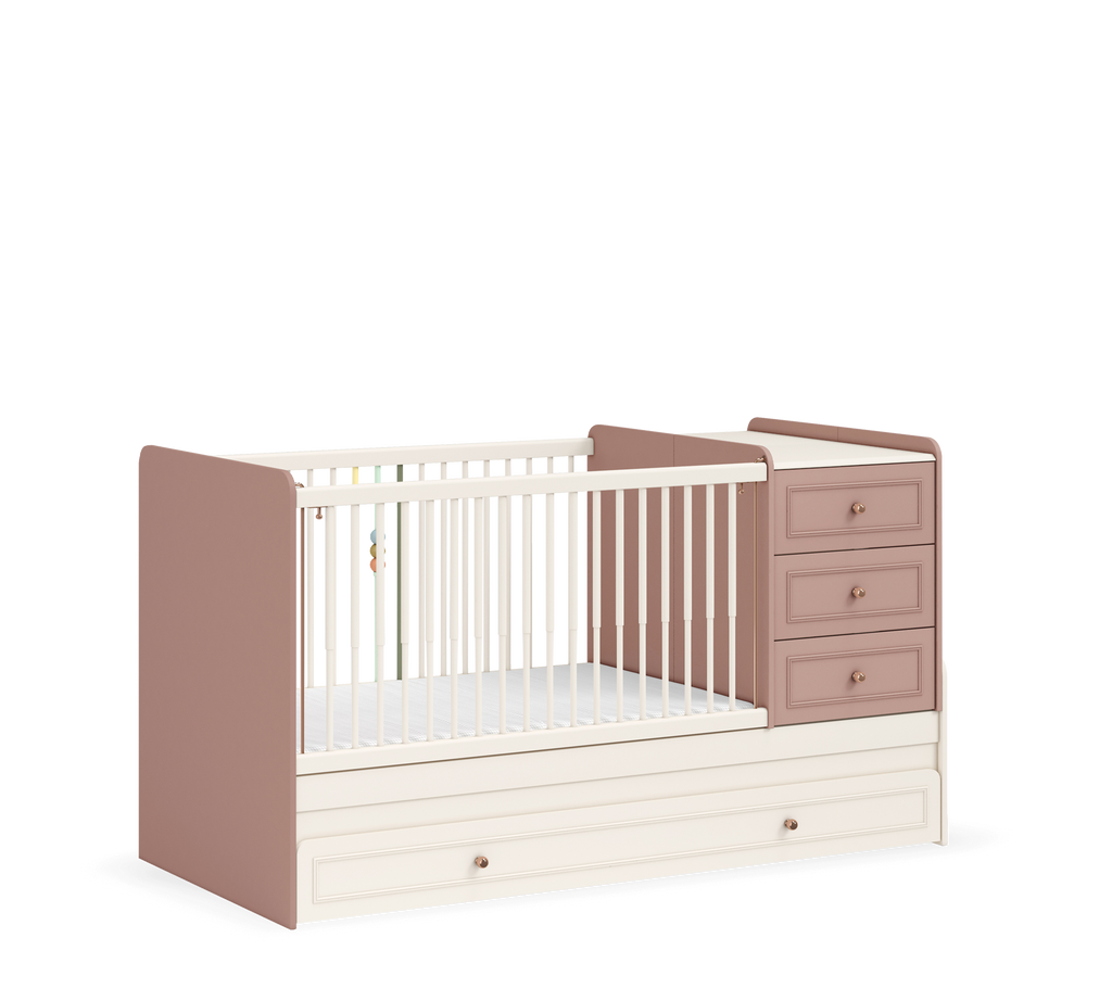 Baby Elegance Shtrat i bebave qe shendrrohet me nenshtrat per prindin (80x180 cm)