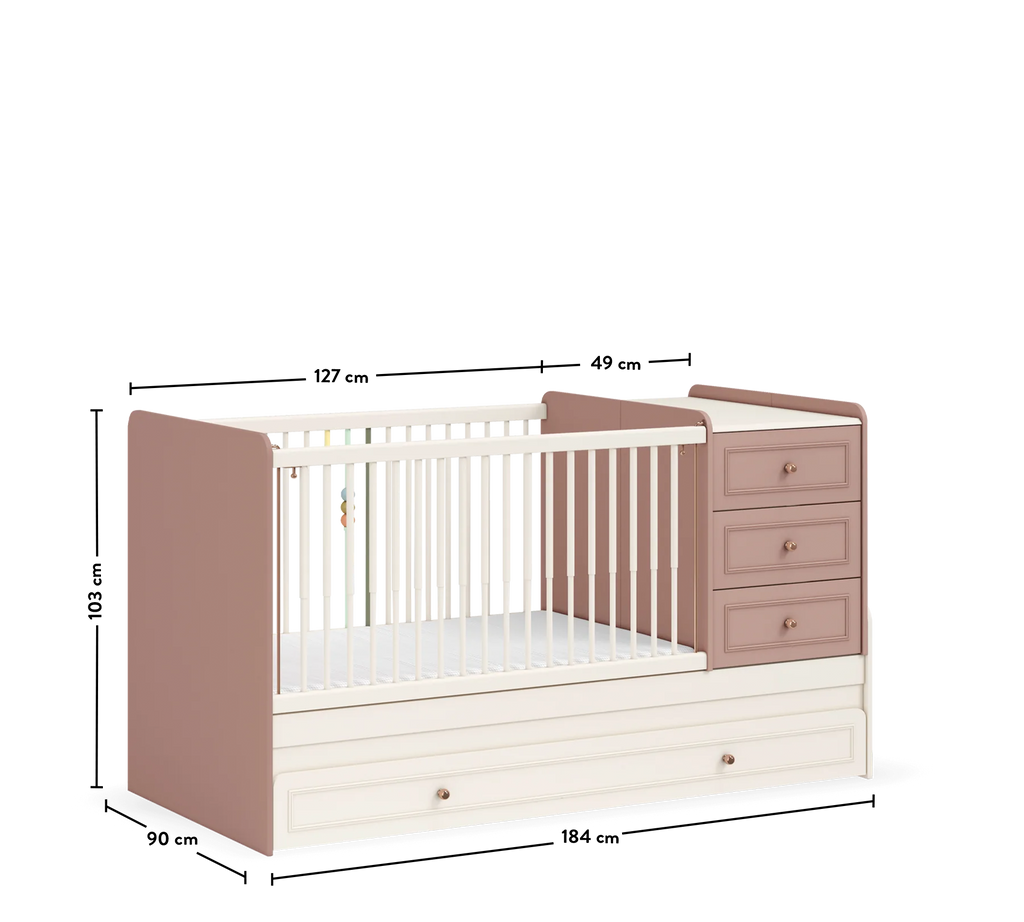 Baby Elegance Shtrat i bebave qe shendrrohet me nenshtrat per prindin (80x180 cm)