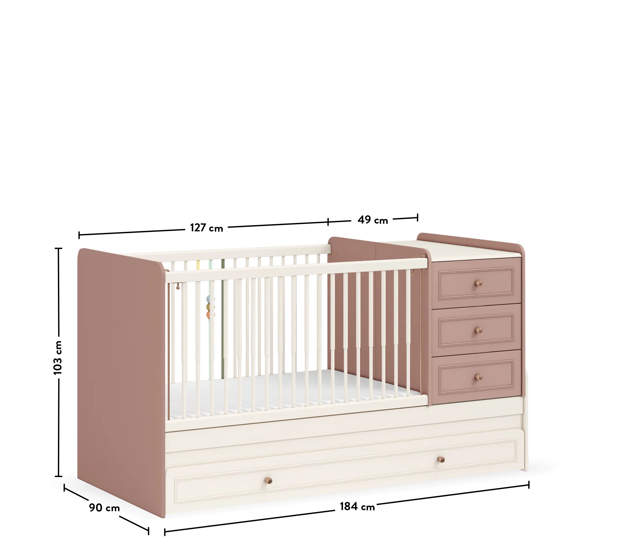 Baby Elegance Shtrat i bebave qe shendrrohet me nenshtrat per prindin (80x180 cm)