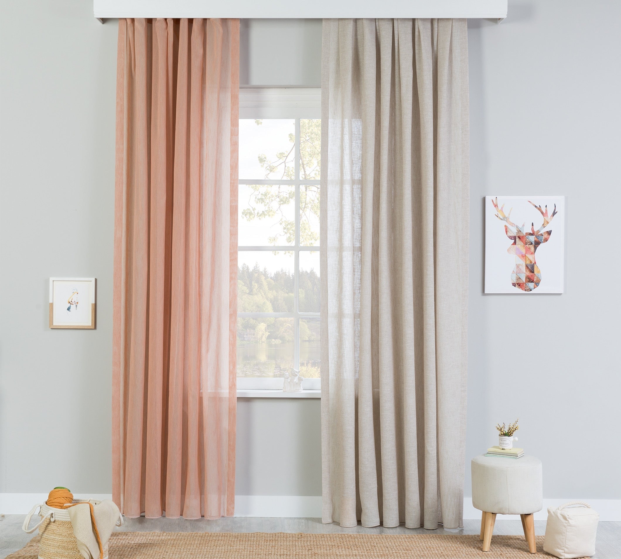 Dressy Perde Sfondi ngjyrë Bezhë (100x260 cm)