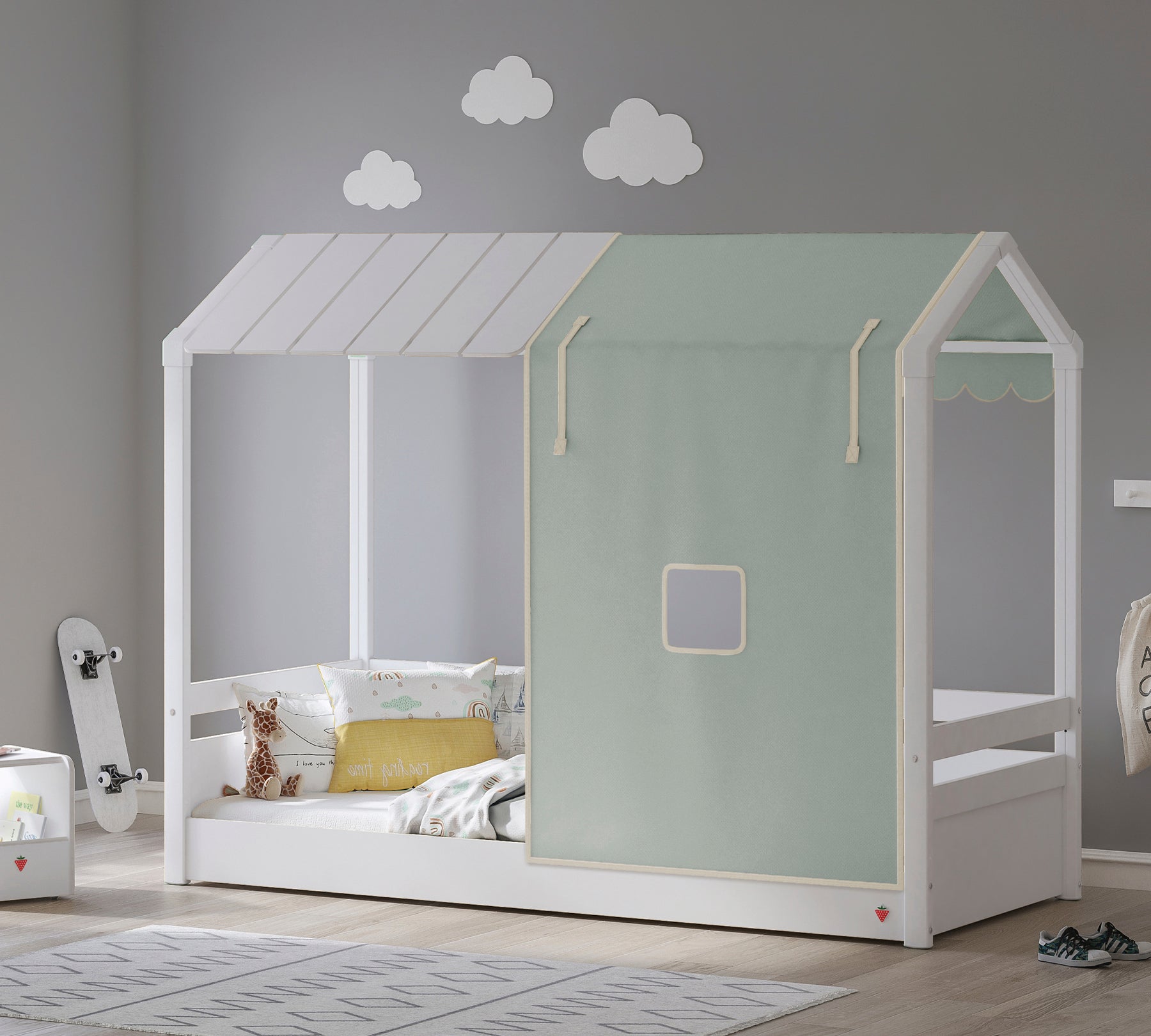 Montes Gjysmë Tendë Jeshile e Shtratit me çati të drejtë